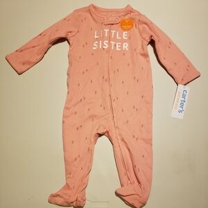 Carter's Pink 'Little Sister' One Piece Footie